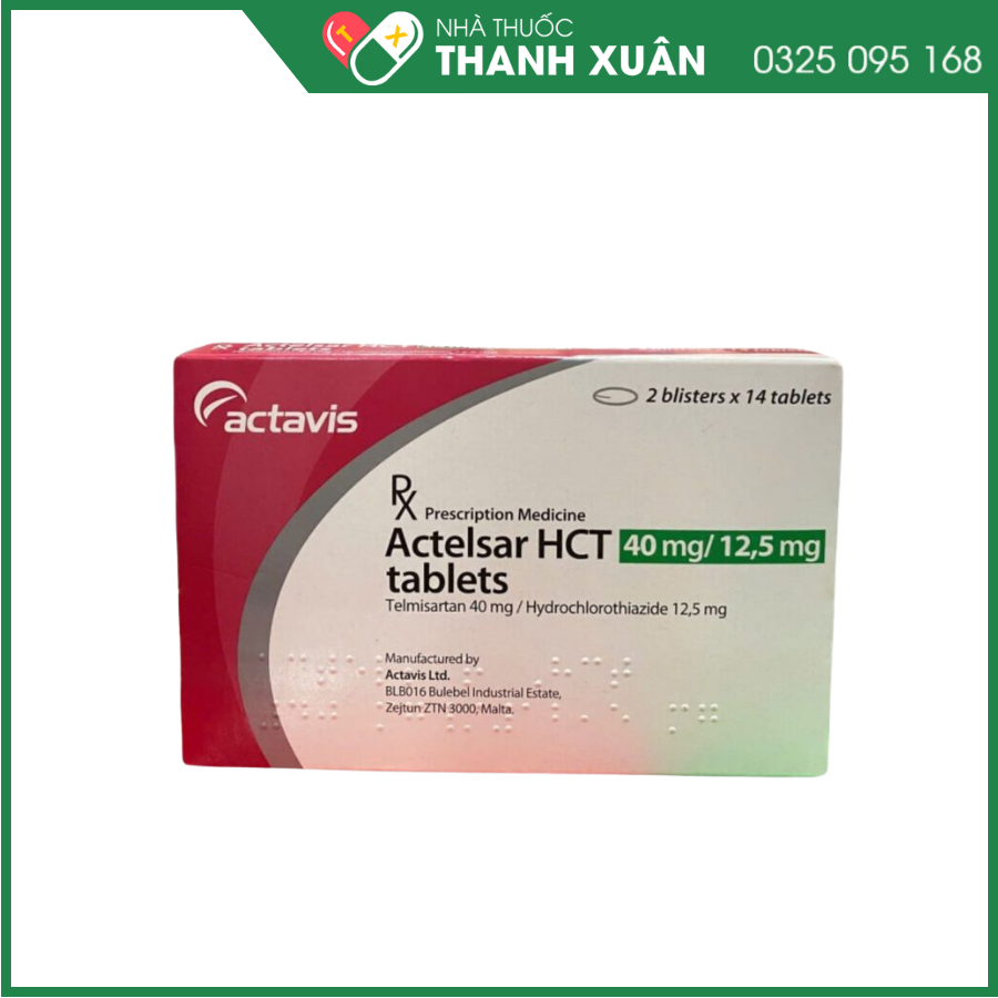 Actelsar HCT 40mg/12,5mg điều trị tăng huyết áp